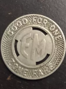 1947 EASTERN MASSACHUSETTS EM ST. RY. CO. "Good for One Zone Fare" Medaille - Bild 1 von 3