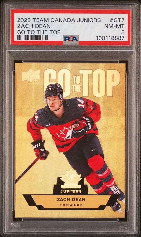 2023 Upper Deck Team Canada Juniors Go to the Top Zach Dean #GT-7 PSA 8 - Image 1 of 3