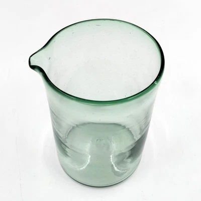 Hand Blown Green Pouring Glass 18.5oz, 4x6" inch - NEW - Image 1 of 4