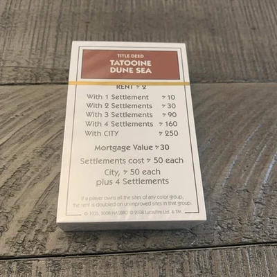 Tarjetas de título de repuesto de Monopoly de Star Wars The Clone Wars nuevas selladas Foto 1 de 4