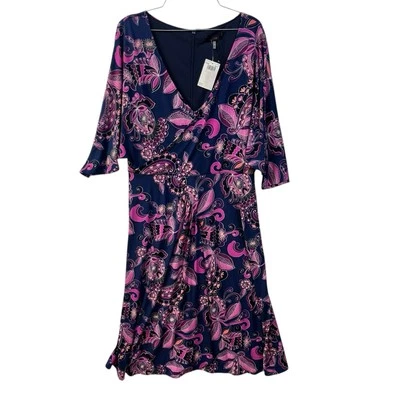 Trina Turk Birch Mini Dress Size 12 Floral Faux Wrap Multicolor Jersey Knit - Image 1 of 4