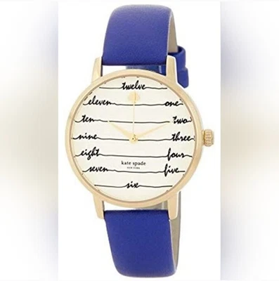 NUEVO Reloj para mujer Kate Spade KSW9020 Metro esfera crema correa de cuero azul Foto 1 de 3