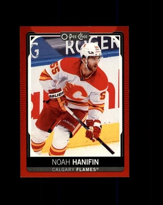 #335 Noah Hanifin Calgary Flames 2021-22 O-Pee-Chee Red Border Parallel SP - Image 1 of 2