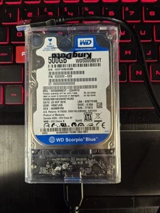 Western Digital 500GB SATA PORTABLE Laptop HDD WD5000BEVT 2.5 Inch Blue - Afbeelding 1 van 2