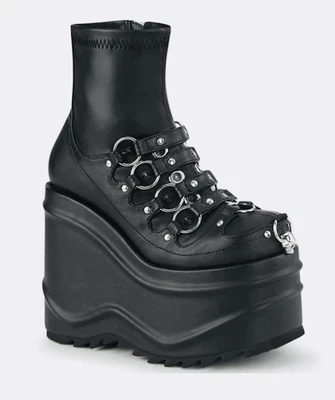 Pleaser Demonia 6" Cuña Plataforma Botines Zapatos Onda/110 Talla 8 Mujeres Nuevo en Caja Foto 1 de 4