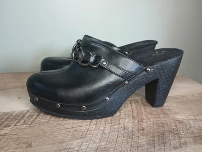 Fashion Bug Chunky Platform Heel Clogs 9 Black Chain Stud Punk Goth Y2K Baddie - Image 1 of 4