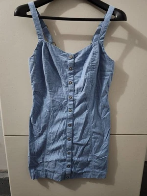 Hurley Dress Womens M Mini Tank Cami Strap Button Snap Chambray Smock Bodycon - Image 1 of 4