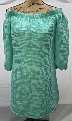 Vestido Boston Proper Para Mujer Talla M Bermuda Verde Fuera del Hombro Gasa Brillo Foto 1 de 4