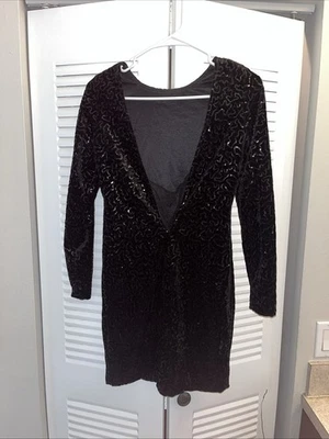 Motel Rocks блестками платье черный женский размер S идеальное состояние низкого покроя - Изображение 1 из 4