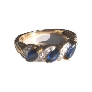 9ct Gold Eternity Ring with Sapphires And Diamonds.Size M1/2 - Picture 1 of 8