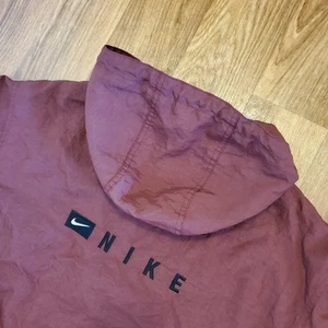 Vintage 90s Nike Pullover Jacket Men Medium Brown Hooded Windbreaker Swoosh - Picture 1 of 8