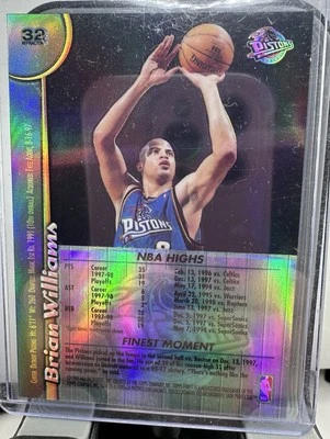 🏀1998-99 Topps Finest 🔥Refrator🔥 #32 Brian Williams Detroit Pistons - Imagem 1 de 2