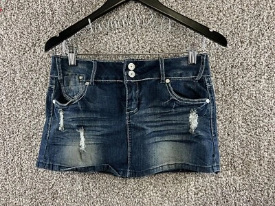 Falda vaquera azul casi famosa desgastada bordada elástica para junior 7 Foto 1 de 4