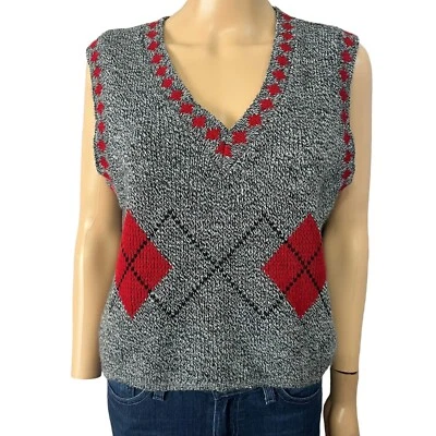 Suéter Chaleco Suéter Argyle Años 80 De Colección Para Mujer Mediano Pullover Cuello en V Preppy Golf Academia Foto 1 de 4