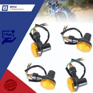 4X Motorcycle Turn Signals Blinker Light Black Amber For Yamaha Kawasaki Honda - Picture 1 of 11