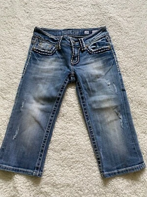 Miss Me Irene Bermuda Women Size 25 Ripped Blue Jeans Shorts (B1) - Image 1 of 4