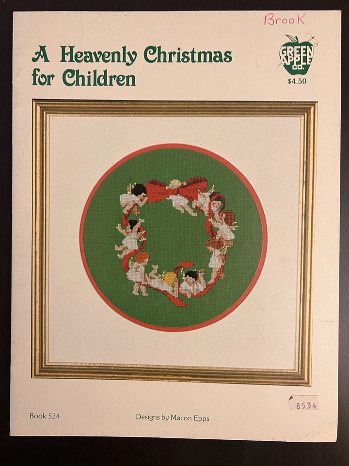 A Heavenly Christmas for Children Cross Stitch  Green Apple Co Ornaments Frame - Image 1 of 4