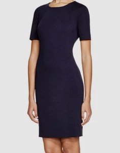 $99 T Tahari Women Blue Judianne Short Sleeve Fitted Sheath Dress Size 4 - Picture 1 of 3