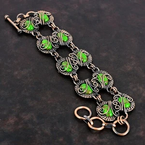 Pulsera de cobre verde turquesa piedra cobre hecha a mano boho envuelta en alambre joyería - Imagen 1 de 6