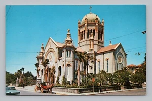 Postcard Flagler Memorial Church St. Augustine Florida Horse and Carriage - Picture 1 of 2