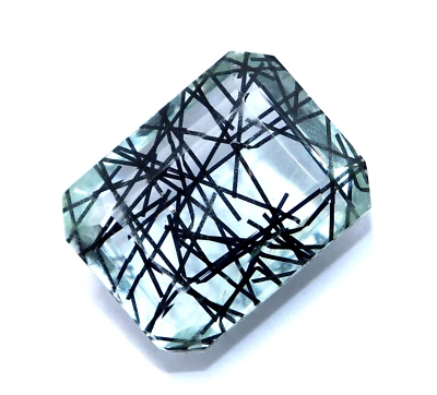 Naturschwarz Strahlende Quarz Dublette 32 Karat Smaragd Schliff Zertifiziert - Bild 1 von 4