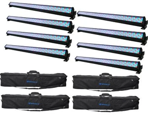(8) Rockville ROCKSTRIP 252 LED DMX RGB Color Strip DJ Wash Up Light Bars+Bags - Picture 1 of 11