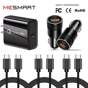 Fast USB C Wall Car Charger Type C Cable Cord For Samsung Galaxy A55 A54 A34 A14 - Picture 1 of 34