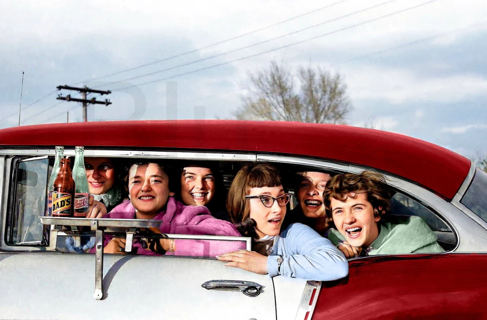 1957 Girls at the Drive-in 13 x 19" Photo Print - Image 1 of 1