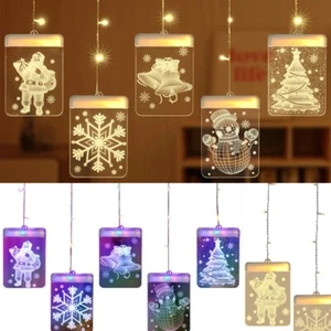 Christmas Window 3D LED Curtain Hanging String Lights USB Plug LED Fairy Lights - Picture 1 of 14