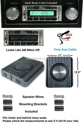 1968-1972 Ford Truck Radio With Custom Speakers + FREE Aux Cable 230 Stereo Foto 1 de 3