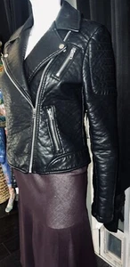 American Eagle Women's Black Faux Leather Full Zip Motorcycle Jacket Size Med - Picture 1 of 9