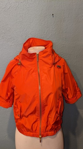 Michael Kors giacca frangivento corta pioggia con cappuccio tonalità oro cerniera taglia small