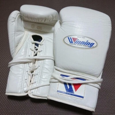 Winning боксерские перчатки 8 унций белый MS-200 на шнуровке типа из Японии в наличии б/у - Изображение 1 из 4