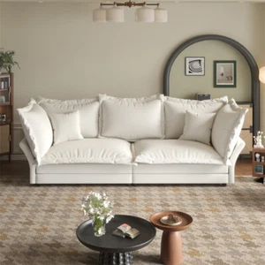 90.55" Modern Comfy Upholstered Sofa Cloud Couch w/Large Pillows for Living Room - Picture 1 of 19