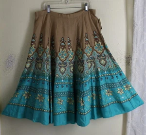 NWT Coldwater Creek PXL P XL Art-Wear Persian Paisley Full Skirt Linen Floral - Picture 1 of 8