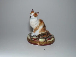 Caja de baratijas Cat Pierre Arquie Limoges Francia edición limitada 068/750 Peint Main - Imagen 1 de 8