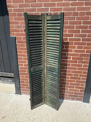 C.1885 Shutters 51" x 11" Each, Hinged Pair, Maine Found Architectural, RePurP! Cover