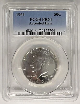 1964 50c KENNEDY Silver Half Dollar ACCENTED HAIR PR64 Rare Graded USA Coin -794 - Image 1 of 2