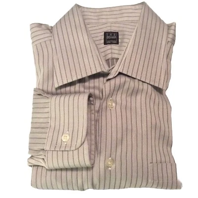 Ike Behar Camisa de Vestir Gris Rayas 16-35” Bolsillo Algodón Cuello Extendido   Foto 1 de 4