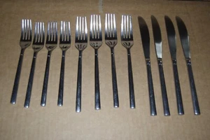 12 Stck. Hampton Silberschmiede Mid Century Edelstahl Besteck 8 Gabeln 4 Messer #237 - Bild 1 von 5