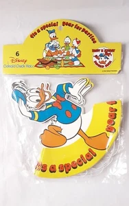 Vintage Walt Disney 80s Donald Duck Birthday Party Hats Pack of 6 Cardboard NIP - Picture 1 of 2