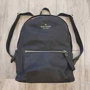 Kate Spade Backpack Chelsea Medium Black Gold Hardware Nylon Zipper Logo Purse