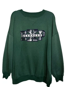 Vintage Express Herren Medium Crewneck Sweatshirt grün bestickt Grunge 90s - Bild 1 von 5