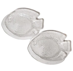 Arcoroc France Poisson Fish Appetizer Plates Glass Ocean Animals Clear Lot of 2 - Picture 1 of 5