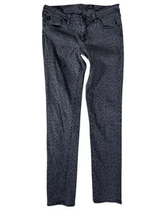 ADRIANO GOLDSCHMIED Charcoal Cheetah Print Skinny Denim Jeans Women's Size 29R - Picture 1 of 24