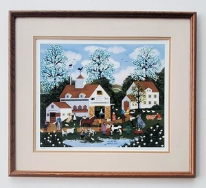 Jane Wooster Scott Lithographie Volkskunstdruck The Pet Vet, gerahmt - SIGNIERT - Bild 1 von 5