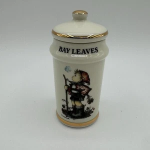 Tarro de especias de cerámica MJ Hummel 1987 “Bay Leaves” ARS AG Japón usado en excelente estado - Imagen 1 de 7