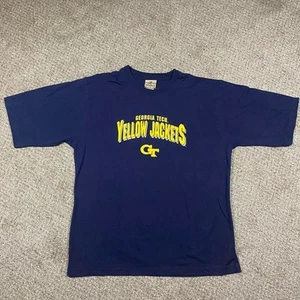 Y2K Reebok Georgia Tech T Shirt Mens XL Yellow Jackets NCAA Casual Heisman - Picture 1 of 3