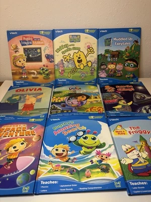 Vtech Bugsby Reading System Lot Of 9 Vtech Bugsby Books- Dora- Super Why- Wubbzy - Image 1 of 4