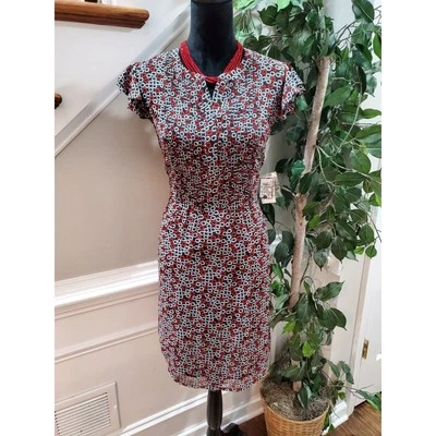 Vestido para mujer Nine West multicolor poliéster manga corta hasta la rodilla talla 8 Foto 1 de 4